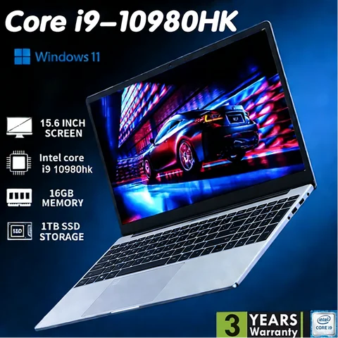 2026 New Backlit Fingerprint Unlock Laptop Intel I9-10980HK 15.6 Inch Windows 11 Office Study NoteBook Gaming Computer PC