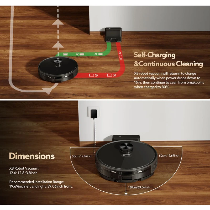 Purerobo LDS Navi X8 Robot Vacuum Cleaner Daya Hisap 5000pa Dengan Aplikasi Gyroscope Vacuum Mop Sweep 3 in 1, Peralatan Rumah Pintar