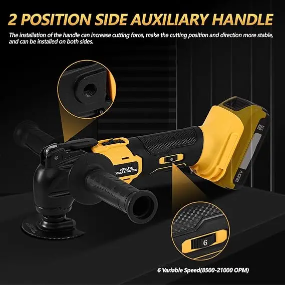 Blushless Electric Oscillating Cordless Woodworking Multi-function Trimmer/Shovel Cutting Saw Power Tool for Dewalt Battery