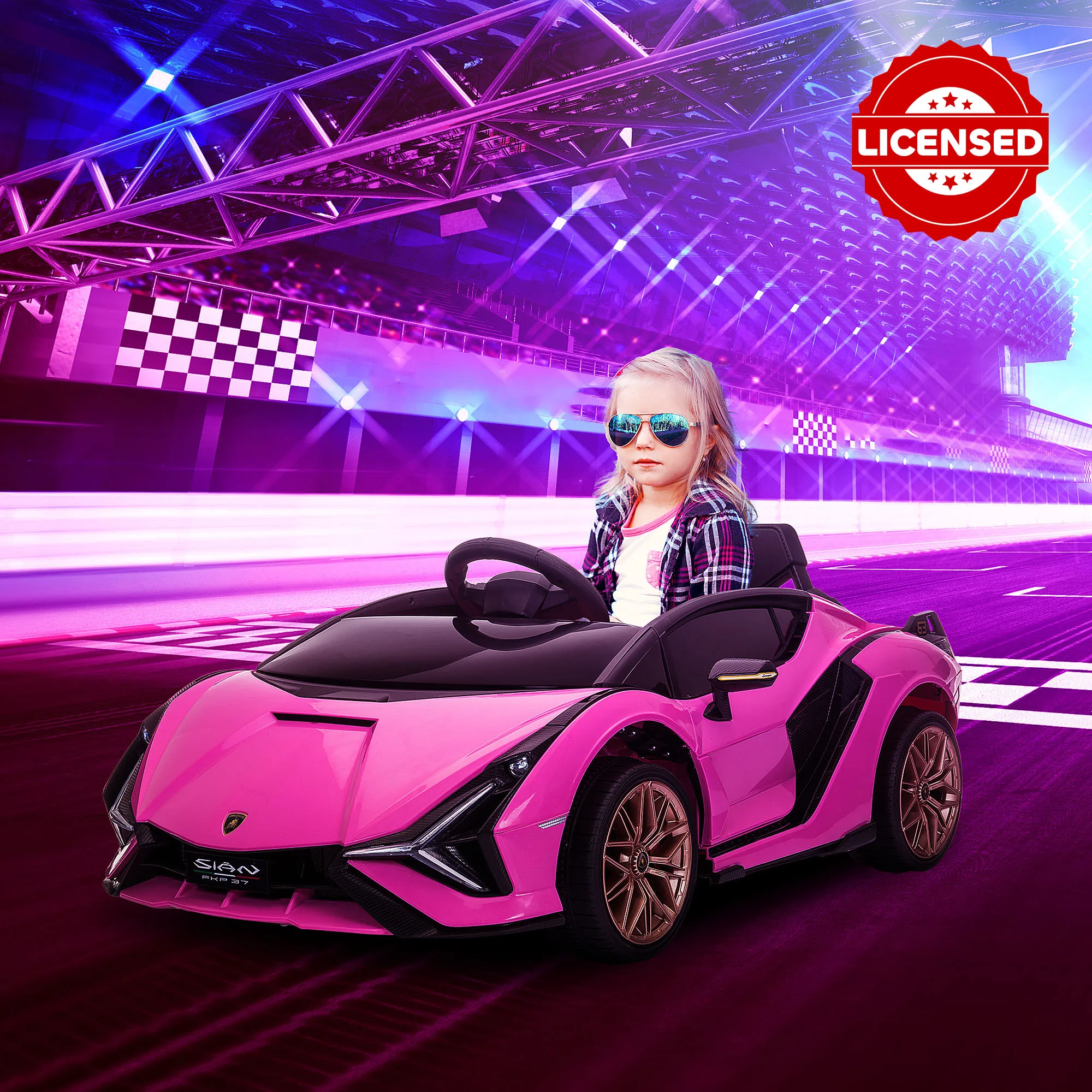 Homcom Voiture électrique Lamborghini Sian 12V sous licence pour enfants + 3 ans Télécommande Mp3 Musique 108X62X40 cm