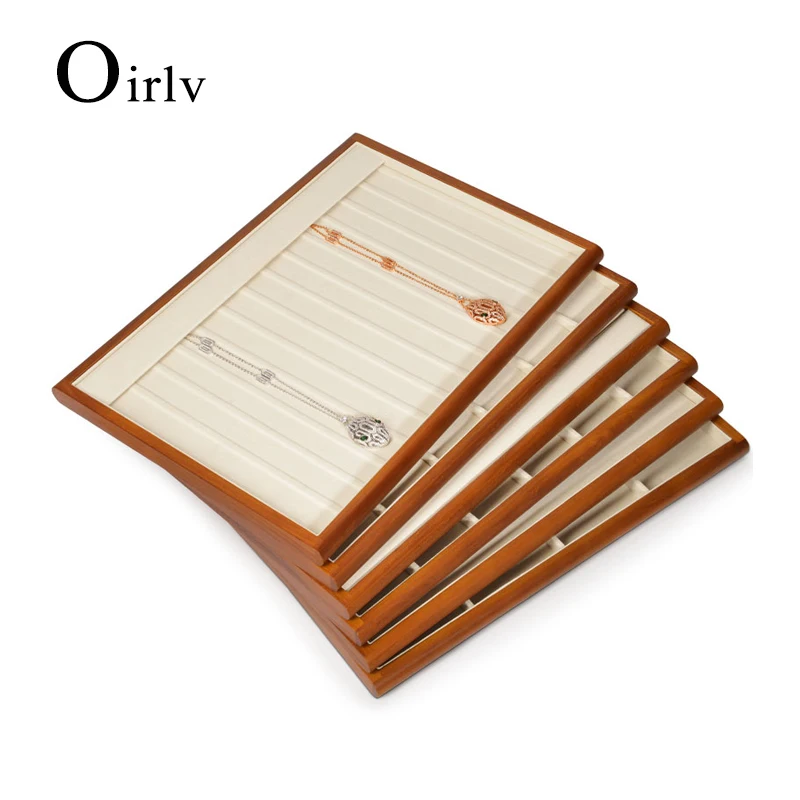 

Oirlv Wooden Jewelry Display Tray Beige Stackable Jewelry Trays Organizer Ring Earring Bracelet Necklace Jewelry Display Tray