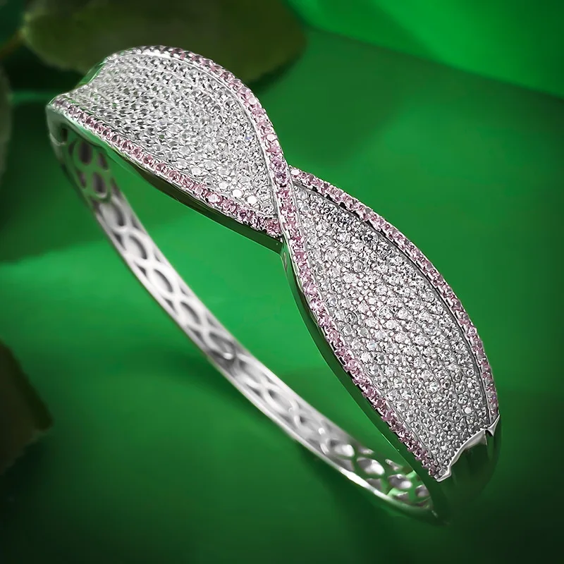 S925 Silver Bracelet Luxury Full Set Bow Bracelet, Celebrity Fashion Noble Bracelet Jewelry