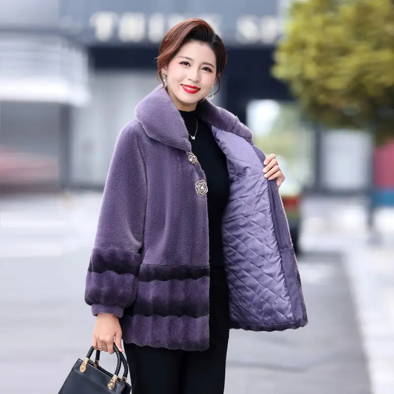 2024 New Imitate Fox Hair Environmental Protection Fur Autumn/Winter Stand Collar Short Fur Coat Women's Thick Warm Jacket LX417