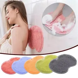 Silicone Rub Back Brush Bathroom Non-slip Wash Foot Pad Massage Shower Mat with Sucker Bath Massage Foot Exfoliating Brush Pad