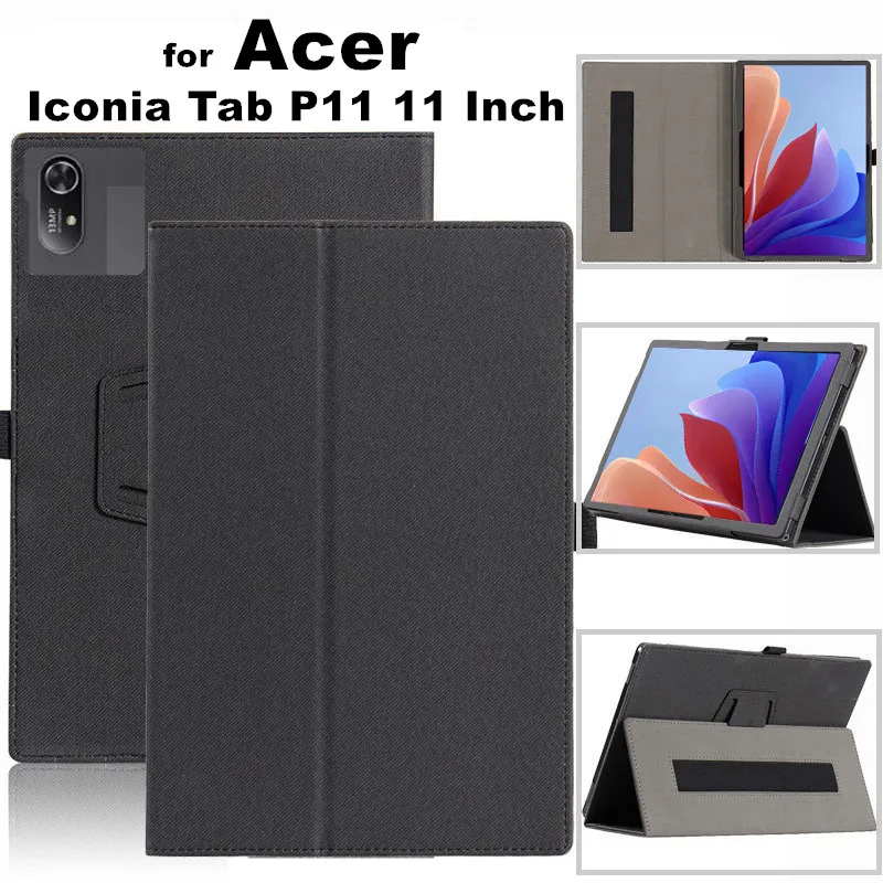 

Для Acer Iconia Tab P11 11-дюймовый 2024 чехол с откидной магнитной складной кожаной подставкой, защитный чехол для всего тела с держателем для рук