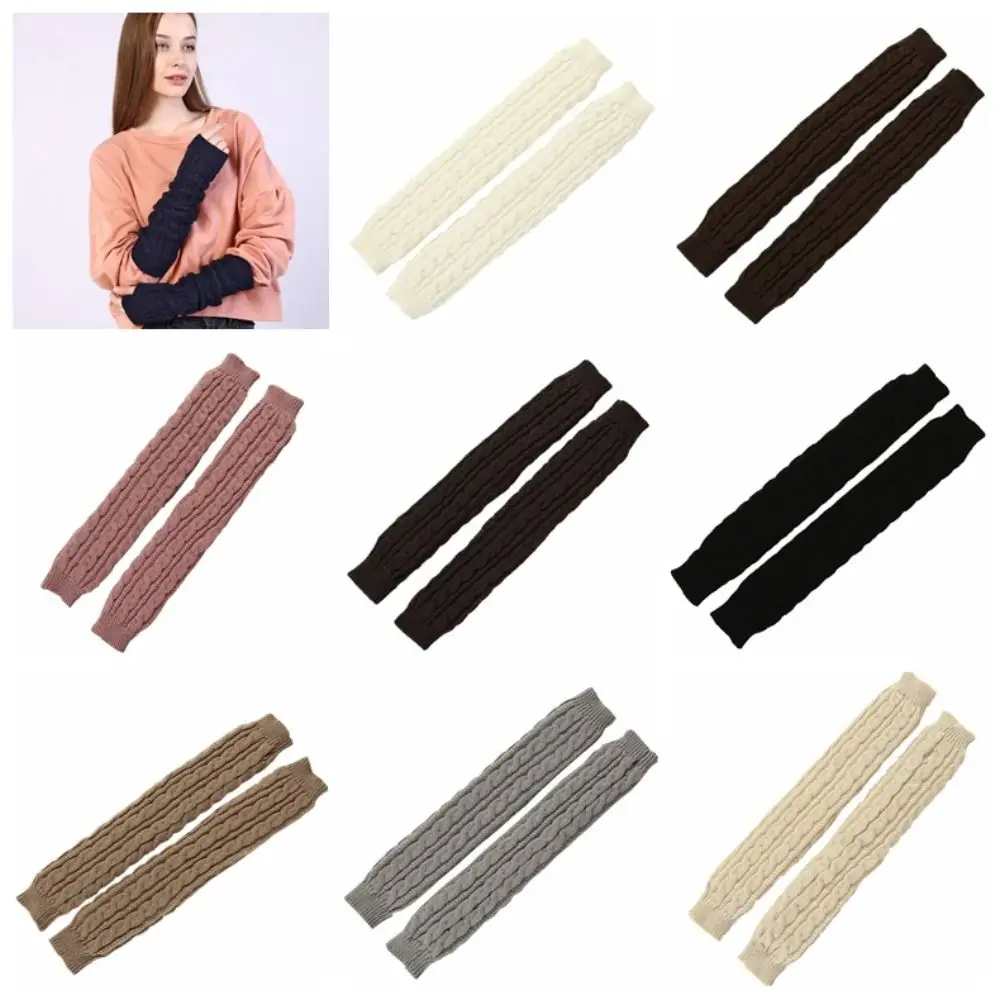 Fashion Solid Color Fingerless Gloves Long Black Arm Wrist Sleeve Arm Sleeve Mittens Over Elbow Gloves Girls