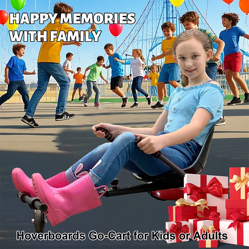 Hoverboard Seat Attachment Go-Kart Fits 6.5”/ 8”/ 10” Hoverboards, Hover Cart for Kids & Adults, Accessory for Self Balancing Sc
