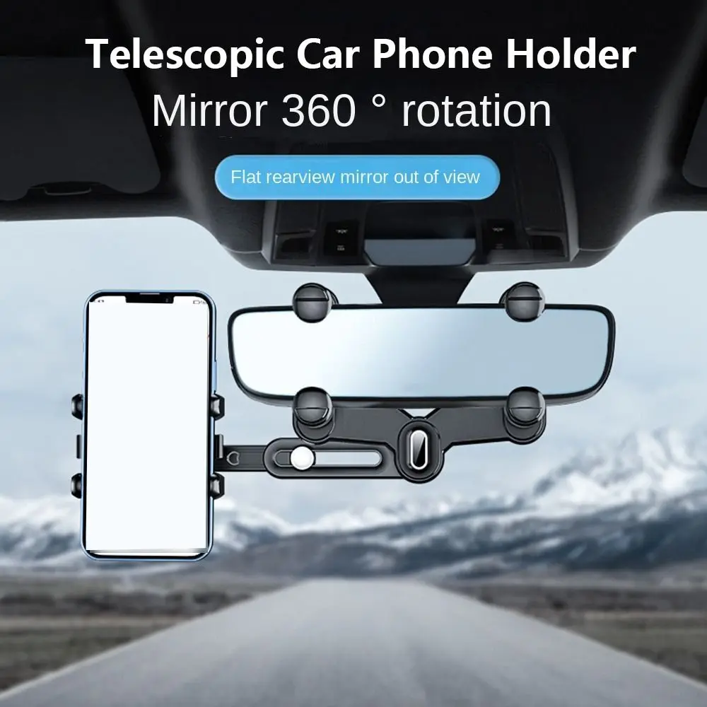 

Foldable Telescopic Car Phone Holder Adjustable 360 Rotating Car Navigation Stand Easy To Install Silicone Clip Arm
