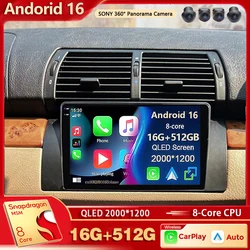 Android 16 For BMW 5 E39 1996 - 2003 E53 X5 M5 2K QLED Android Car Radio Multimedia Video Player GPS AI Voice CarPlay Head Unit