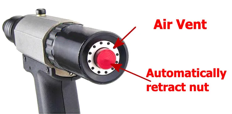 Pistolet à rivets hydro-pneumatique robuste, charge de traction 6600, traction à gâchette unique pour le réglage et la rotation avec jeu complet de nez