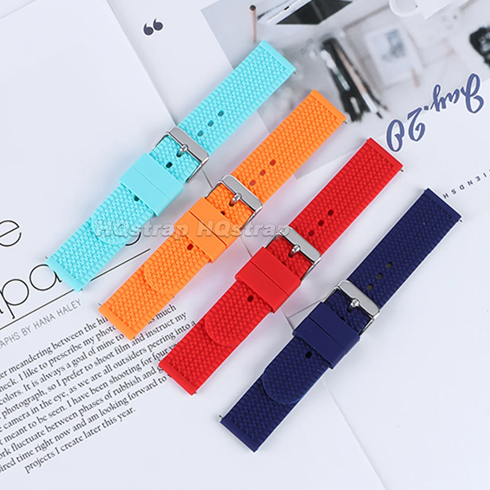 Premium Silicone Watch Band 18mm 20mm 22mm 24mm for Amazfit Strap for Seiko for Omega Quick Release Rubber Universal Wristband