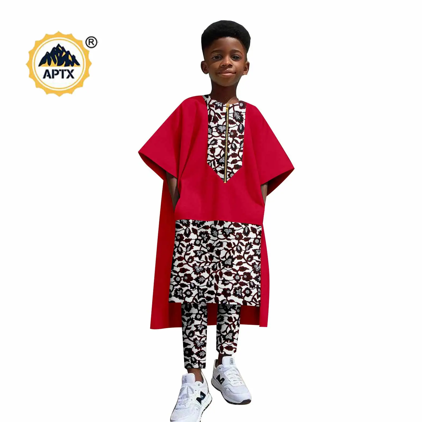 Vestiti africani per bambini Abiti da ragazzo Dashiki Manica corta Cerniera Irregolare Top e pantaloni Set Bazin Riche Abiti per bambini 2546019