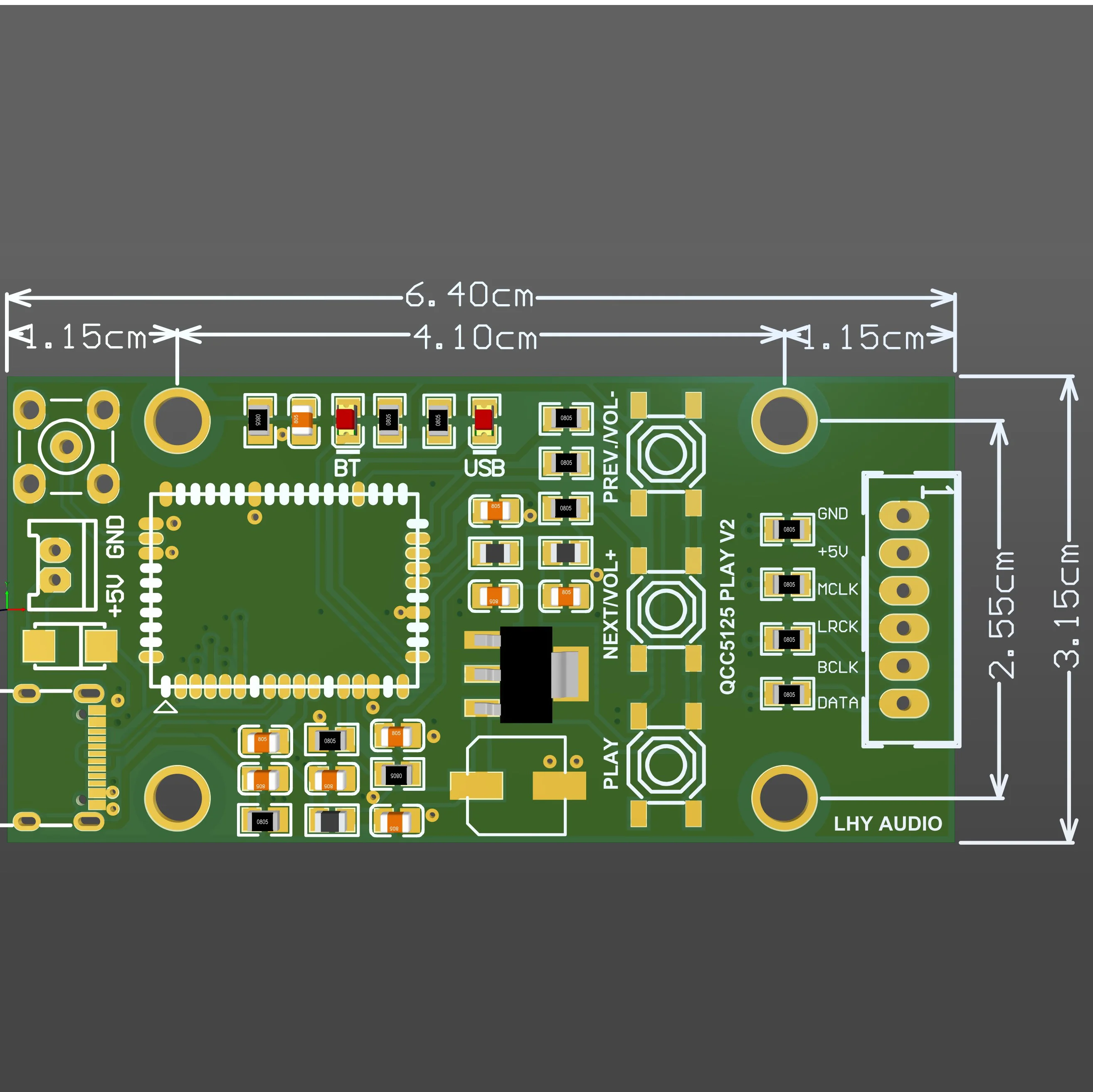 HIFI QCC5125 5,1 Bluetooth USB tipo C placa adaptadora de entrada salida IIS 96KHz