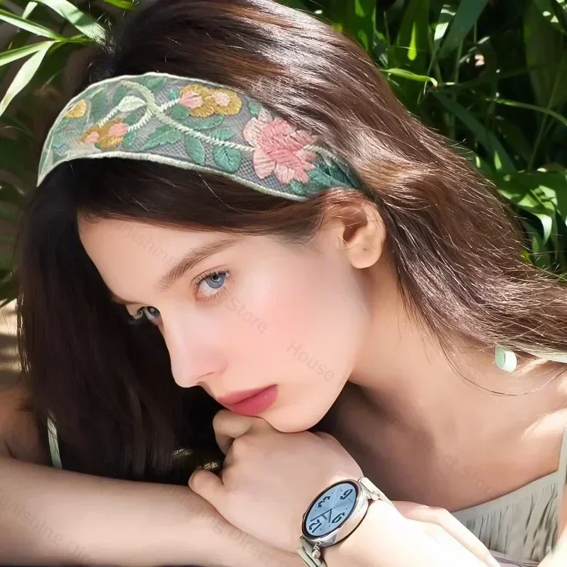 ฤดูร้อนใหม่เย็บปักถักร้อย Rose ดอกไม้ Hairband ลูกไม้หวานกว้าง Brimmed Headbands Headwear สําหรับสาวเด็กอุปกรณ์เสริมผม