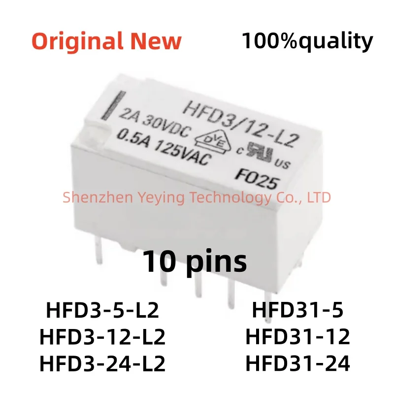 2-10Pcs/Lot 100% New Hfd3-5-L2 Hfd3-12-L2 Hfd3-24-L2 10-Pin 2A Hfd31-5 Hfd31-12 Hfd31-24 10-Pin 1A