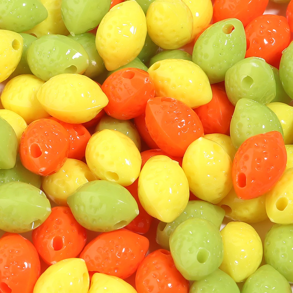 30 Stück 10x14mm bunte Zitronen-Acrylperlen, Frucht-Abstandshalterperlen für die Schmuckherstellung, Ohrringe, Armbänder, DIY-Zubehör – Detail 5