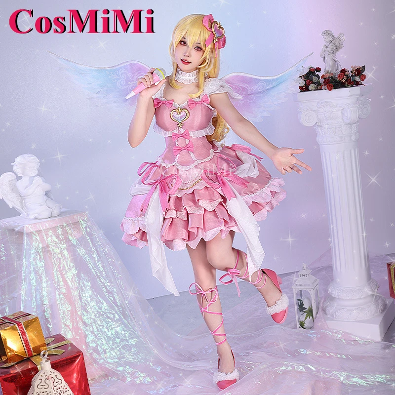 CosMiMi Game Aikatsu! Hoshimiya Ichigo Cosplay Costume Aurora Kiss Skin Gorgeous Formal Dress Carnival Party Role Play Clothing