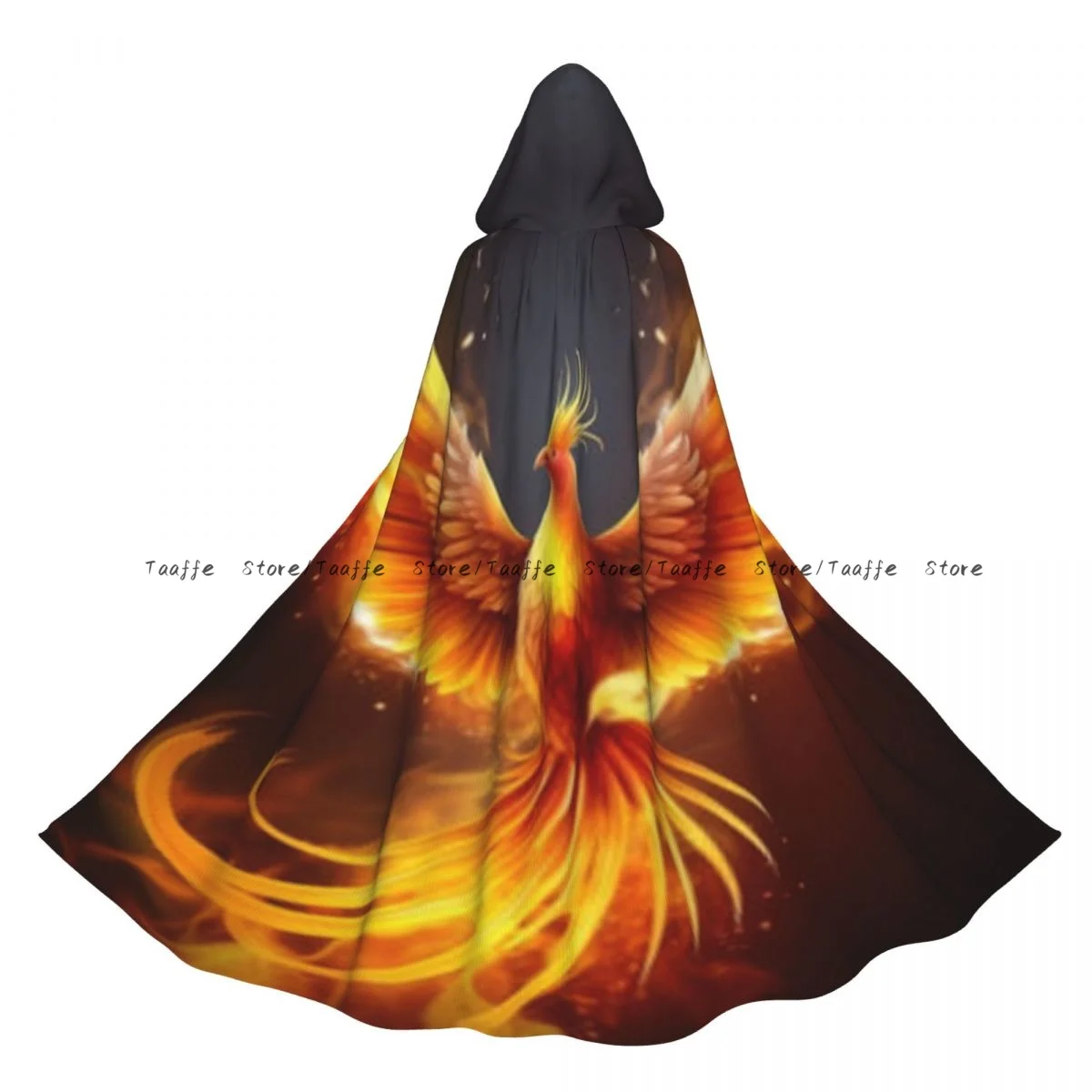 

Phoenix Rising From Ash Bird In Fire Symbol Cloak Cape Hooded Medieval Costume Witch Wicca Vampire Halloween Costume Dress Coat