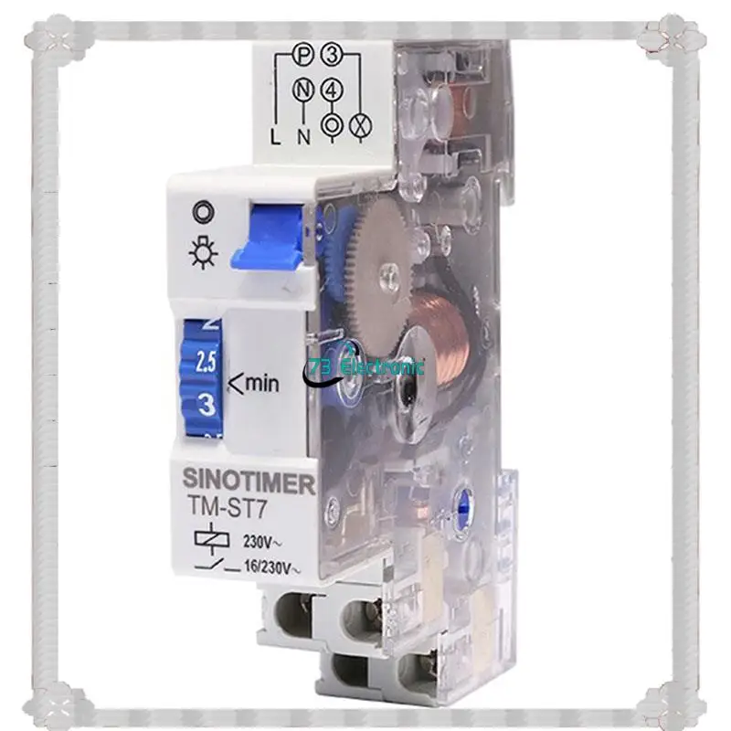 24-Hour Delivery SINOTIMER TM-ST7 220V AC 7 Minutes Mechanical Timer 18Mm Single Module Din Rail Staircase Timer Time Switch Tim