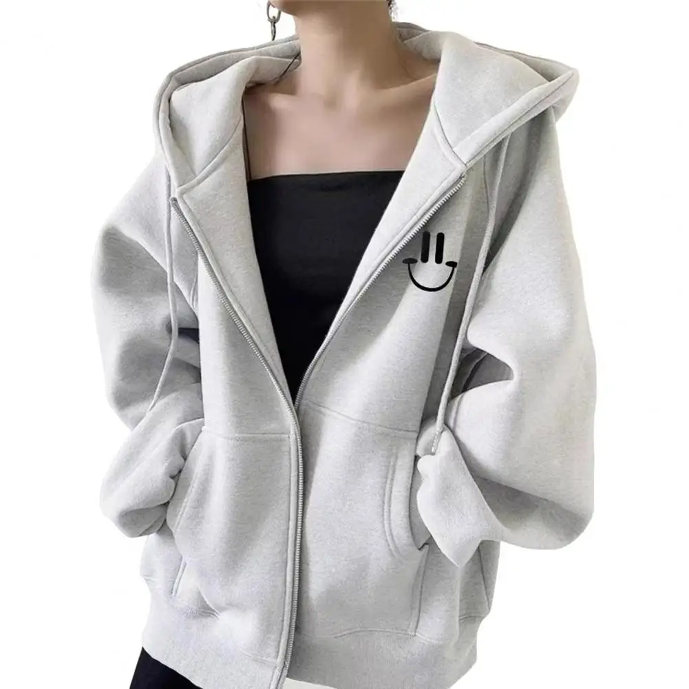 Women Jacket Warm Stylish Women's Winter Hooded Coat with Plush Lining Zipper Closure Drawstring Outerwear for Windproof Heat