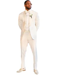 White Men's Tuxedos Two-Piece One Button Suit Shawl Lapel Party Prom Wedding Banquet Business Groom Men Suits