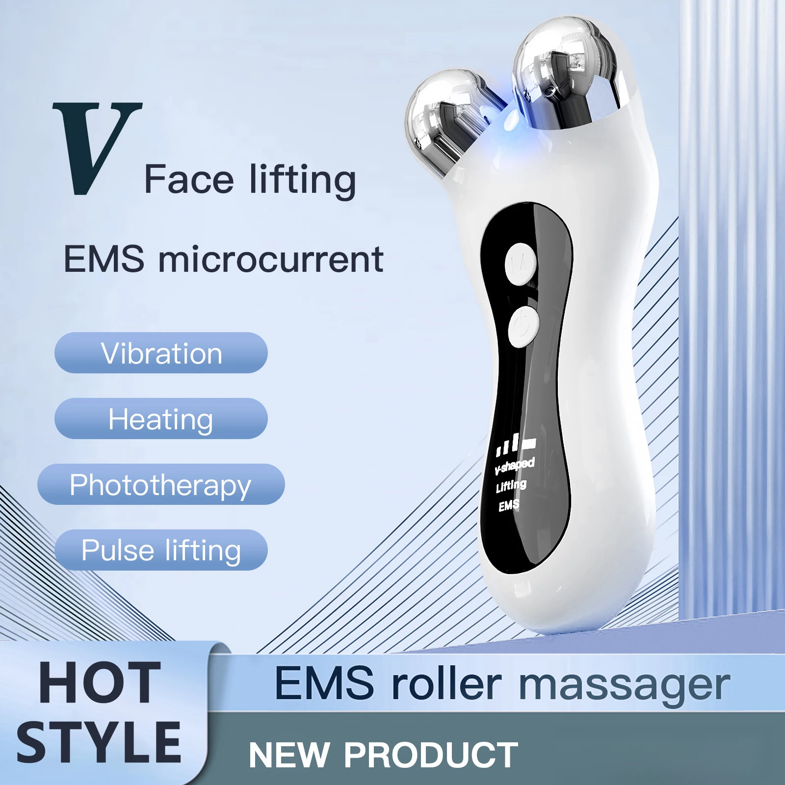 

EMS Micro-current Roller Instrument Household V-face Beauty Instrument Lifting Firming Electric Roller Skin Rejuvenation Massage