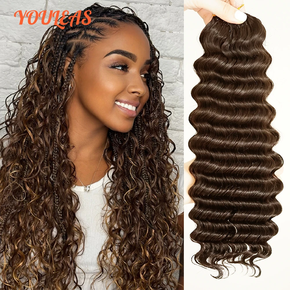 

Knotless Pre Separated Feather Line Crochet Hair Dark Brown Deep Wave Human Crochet Hair Braids 100% Virgin Hair Extensions