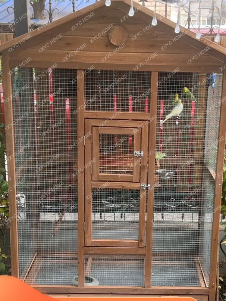 

Bird Cage Parrot Cage Tiger Skin Big Bird Cage Zebra Finch Large Solid Wood Breeding Cage