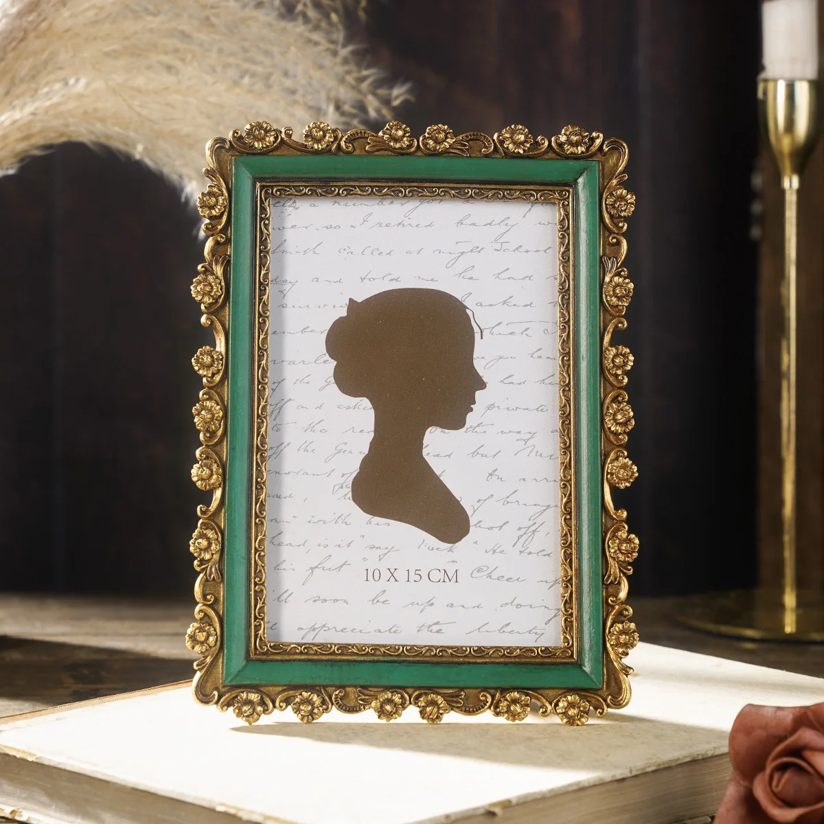 1PC, Resin Material Three-Dimensional Crabapple Pattern Home Decoration Photo Frame, Rectangular Photo Display Photo Frame