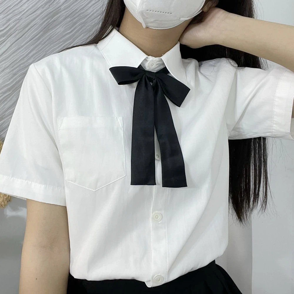 女の子用半袖ホワイトシャツ,日本の学生アパレル,学校用,ラージ,サイズXS-5XL