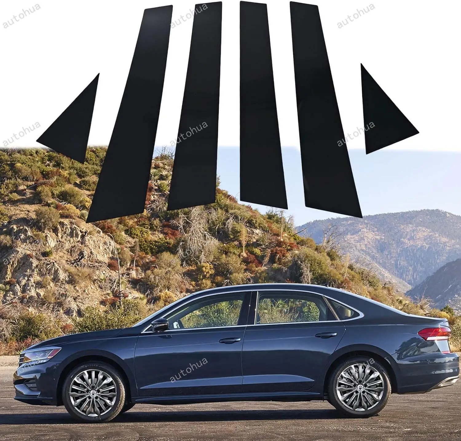 

Door Pillar Post Trim for VW Passat Sedan 2011-2019 Side Door Pillar Anti Scratch Glossy PC Stickers Cover Moldings 6-pcs