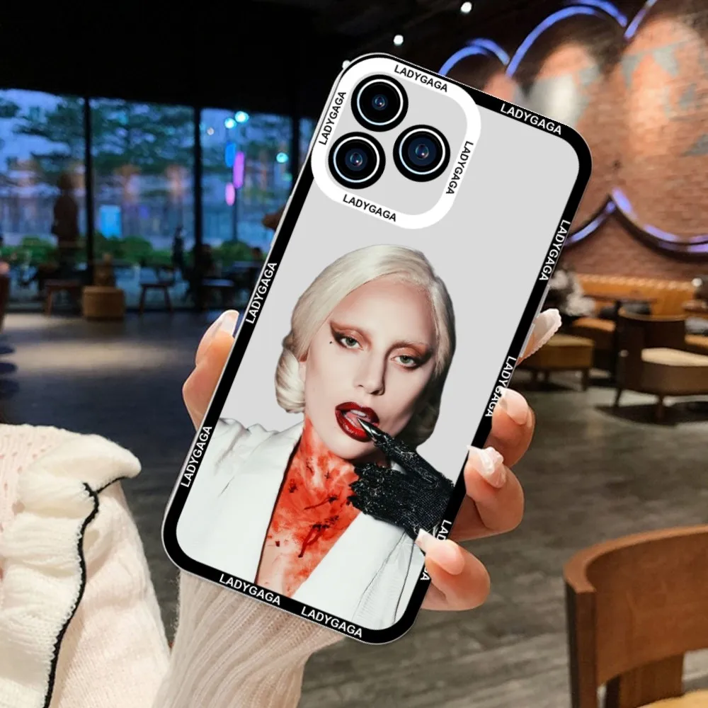 Singer Lady Gaga Phone Case For iPhone 11 12 Mini 13 14 15Pro Max Transparent Shell