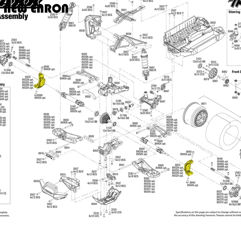 1:10 8932 كتل العجلات الأمامية C-المحاور 8937 كتل التوجيه الألومنيوم لسيارة RC 1/10 Traxxas Maxx 4S 89076-4 89086-4 ترقية أجزاء