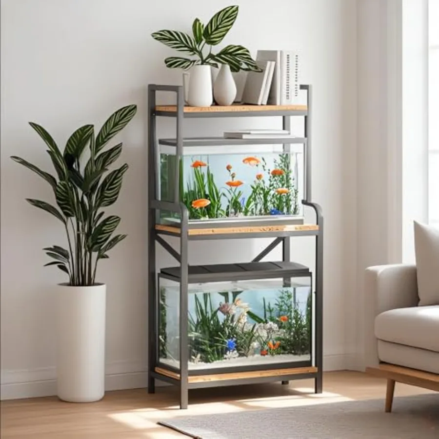 

5-10 Gallon Fish Tank Stand, Upgrade Heavy Duty Aquarium Stand with 3-tier Storage Shelf Fits Turtle Tank, Reptile Tank