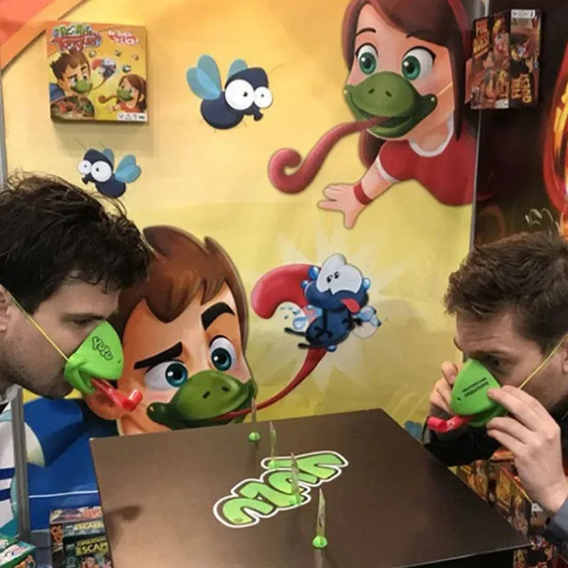 TikTok Funny Toys Frog Lizard Mask Wagging Tongue Lick Cards Board Games Parent-child Party Antistress Desktop Puzzle Game Toys