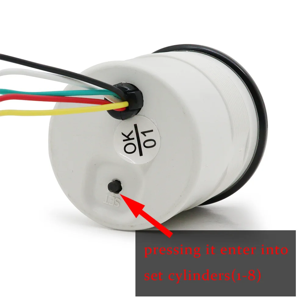 Electrical Tachometer Gauge 52mm Diameter 0 to 8000 RPM Range with White LED Backlight for 12V 1-8 Cylinder Engine