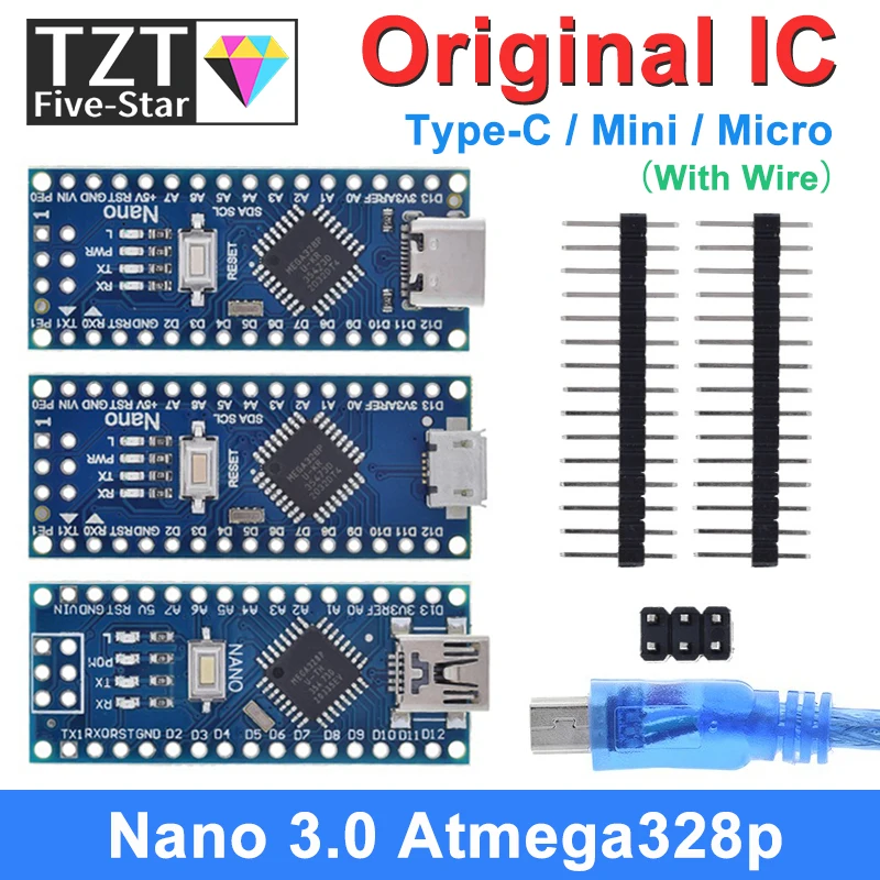 Type-C / Micro USB Nano 3.0 With the bootloader compatible Nano 3.0 controller for arduino CH340 USB driver 16Mhz ATMEGA328P