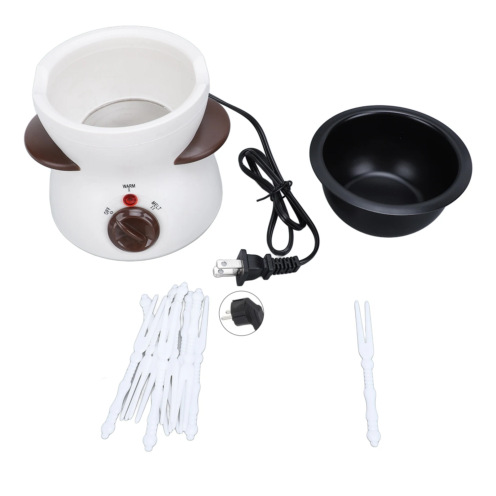 Mini Electric Fondue Pot Set with 10 Dipping Forks Chocolate Fondue Pot Melting Chocolate Small Pot for Caramel Cheese White