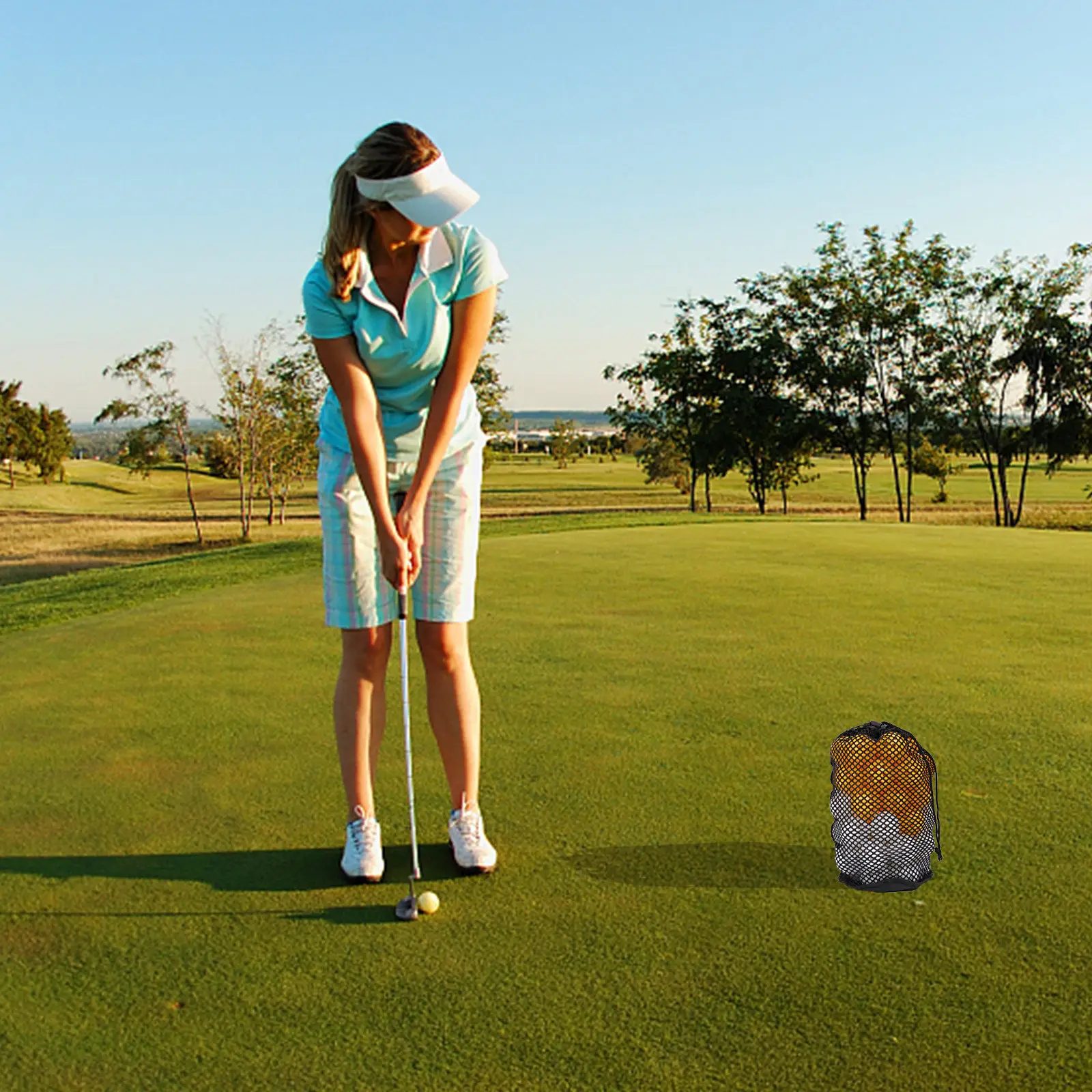 

Премиум-сумка для хранения гольф-мячей из нейлоновой сетки, многоразовая, устойчивая к разрывам, с широким отверстием, на шнурке, органайзер для спортивных мячей, портативная