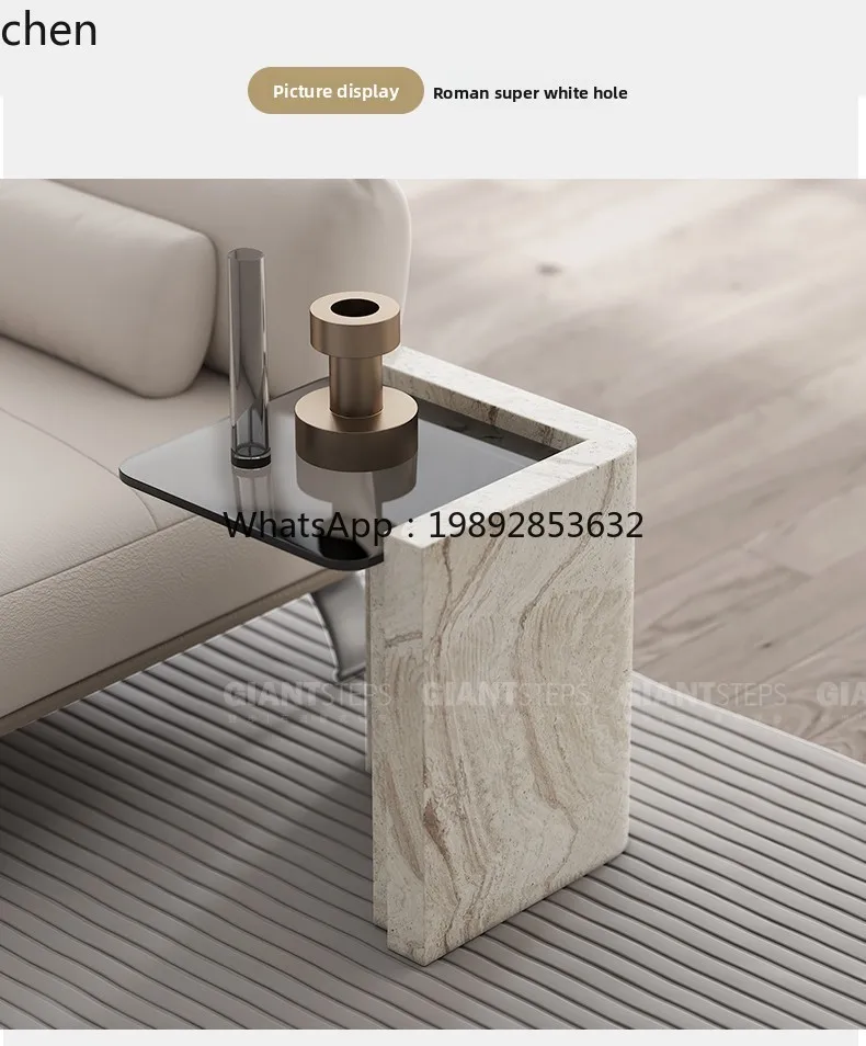 HH  light luxury marble tempered glass edge living room minimalist furniture