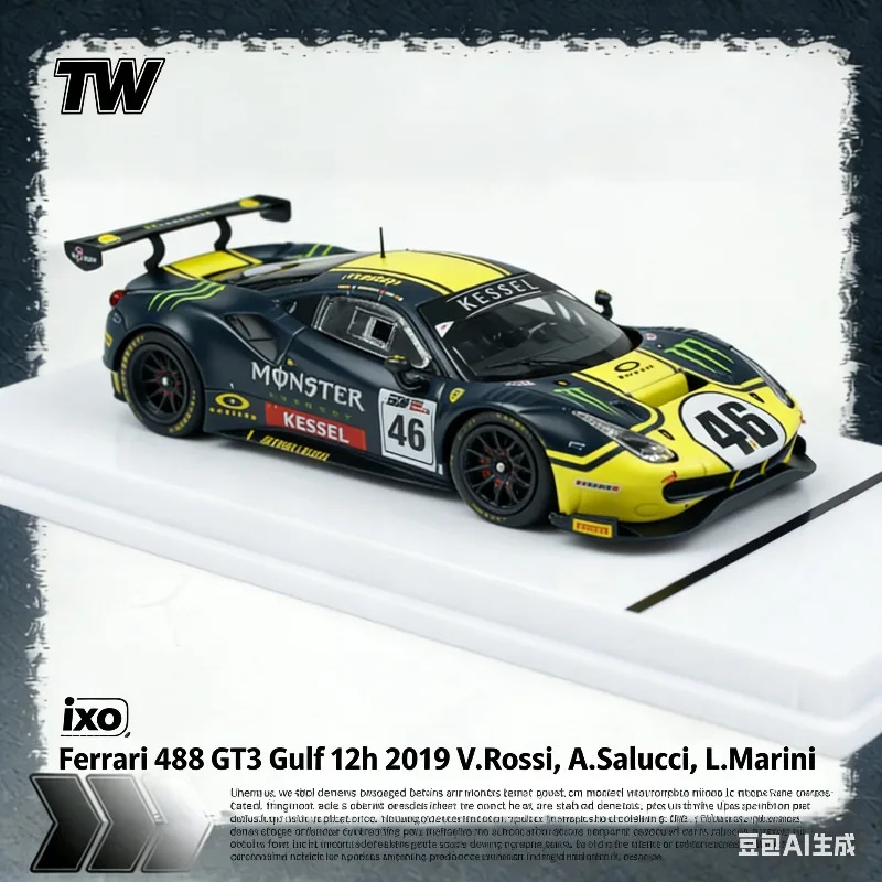 

TW 1:64 488 GT3 Gulf 12 Hours 2019 Simulation Static Alloy Car Model, Boys' Toy, Adult Collection Decoration Item.