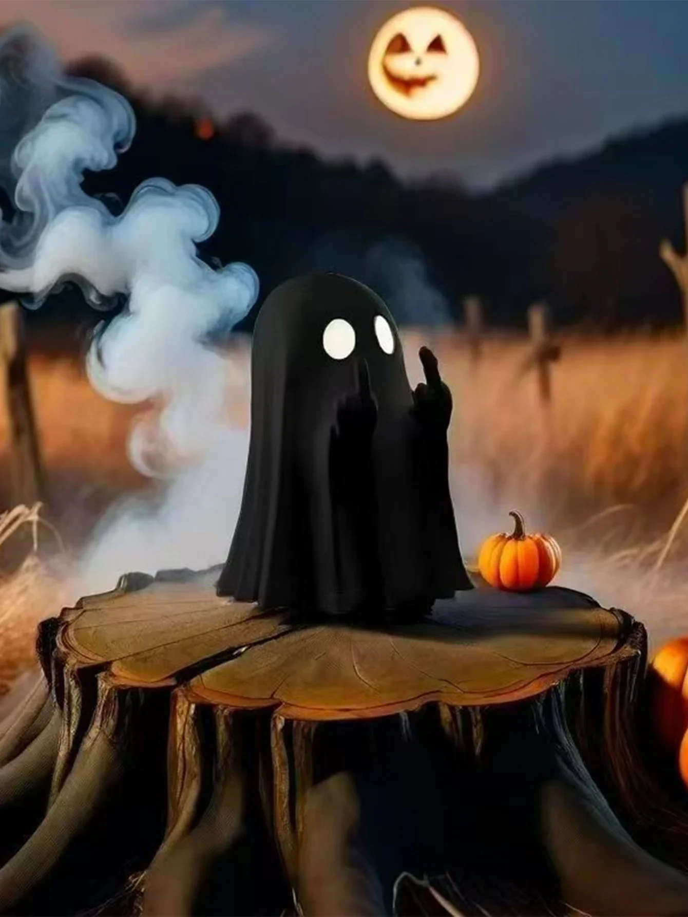 Niedliche Geisterstatue mit Mittelfinger, kleine, gruselige Geisterfiguren für Halloween, Heimdekoration, Couchtisch-Ornament, Regaldekoration – Detail 3