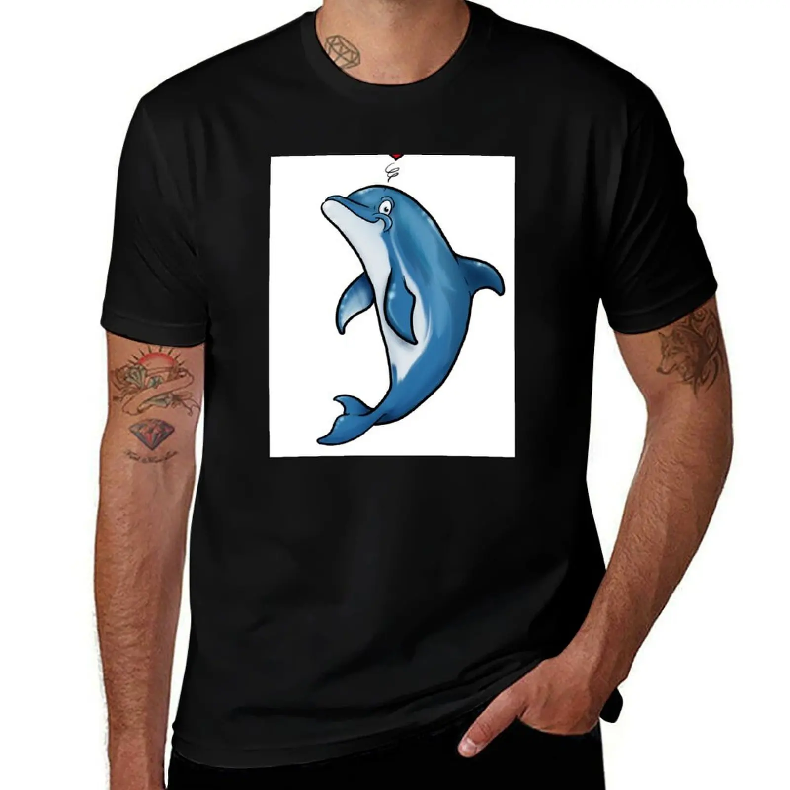 

Bottlenose Dolphin Love T-Shirt cotton t shirts man 100% printed t shirts for man t shirt personalised T-Shirt