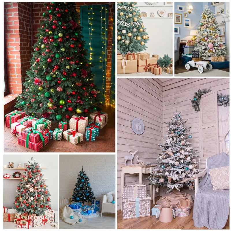 ZHISUXI Christmas Indoor Photography Background Christmas tree Backdrops For Photo Studio Props JPE-01