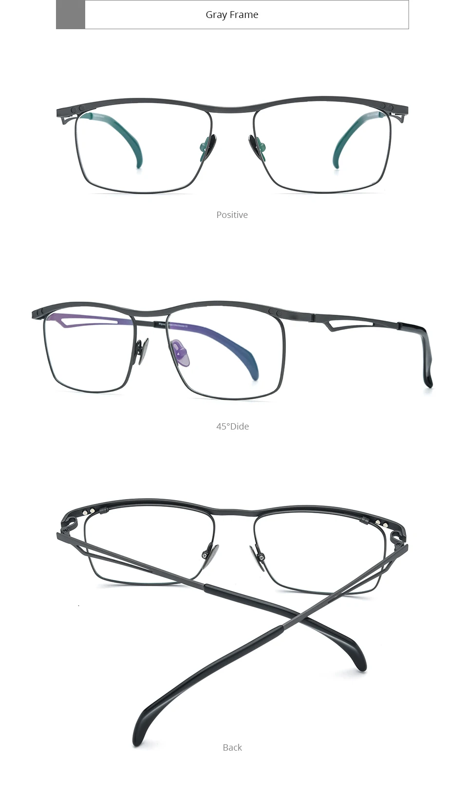 FONEX Titan-Brillengestell für Herren, quadratisch, Magnet-Clip, Nachtsicht und polarisierte Linse, japanische ultraleichte Brillen 85759 – Detail 11
