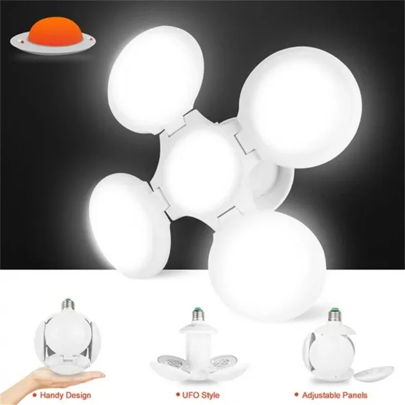 LED Football UFO Bulb 40W E27 Foldable Deformable Ceiling Fixture Light for Bedroom Study Living Room Workshop Garage Decor Lamp