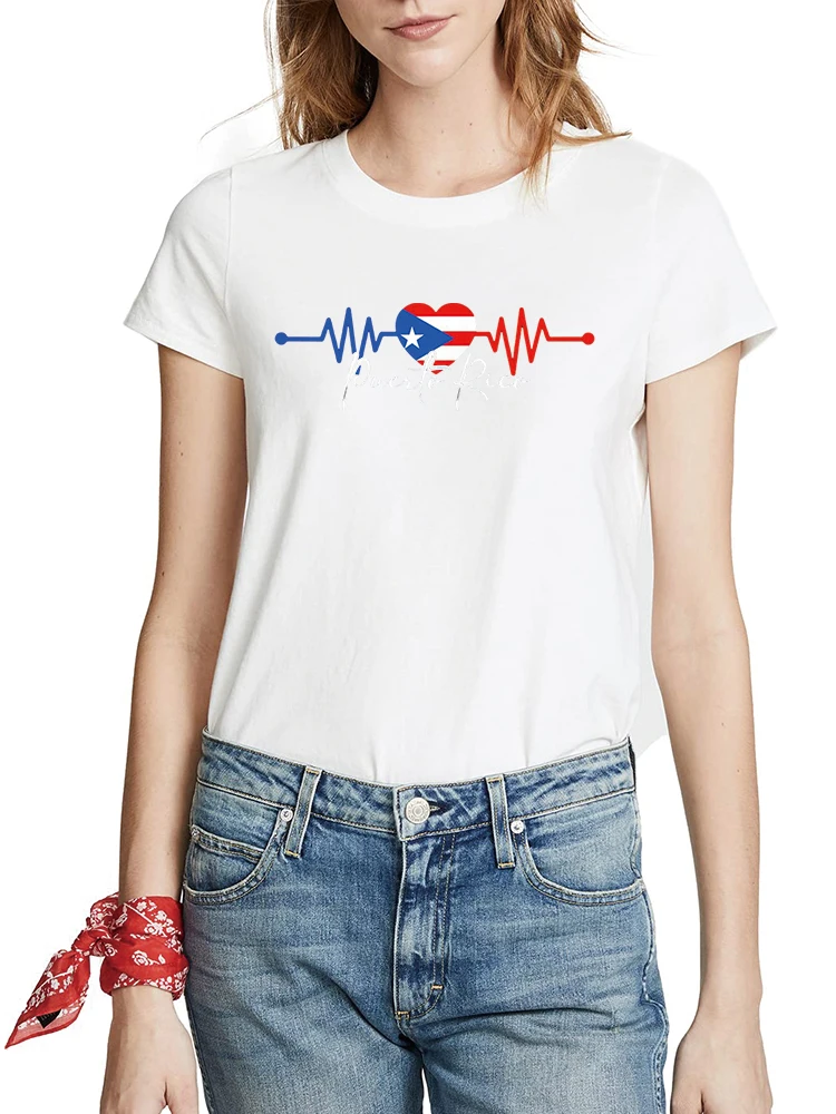 Hispanic Heritage Puerto Rico Flag Heartbeat Puerto Rican T-Shirt t-shirts for women graphic tees funny graphic tees for women