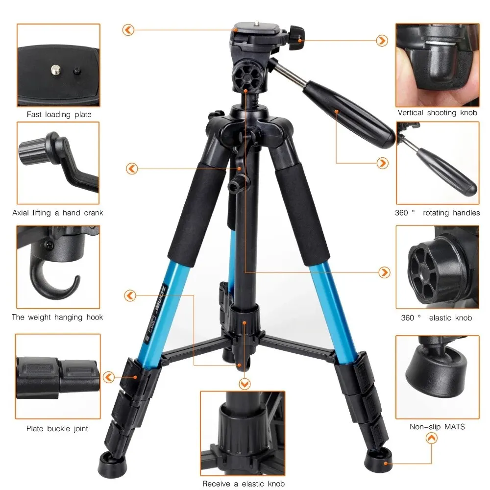 ZOMEI Q111 Tripod & kepala Pan kamera aluminium, kamera Digital SLR portabel profesional tiga warna