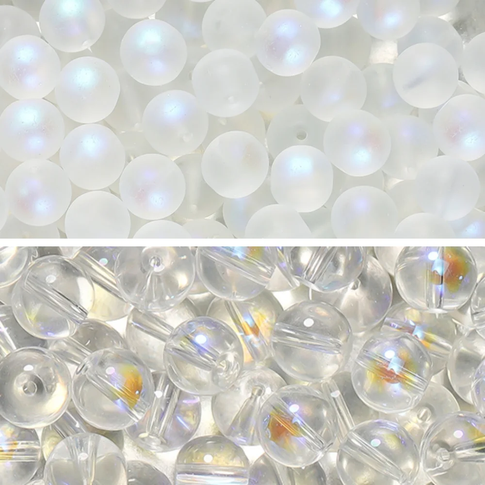 

20-50pcs/lot Transparent Frosted AB Color Glass Beads Round Spacer Beads for DIY Bracelet Necklace Jewelry Making Findings