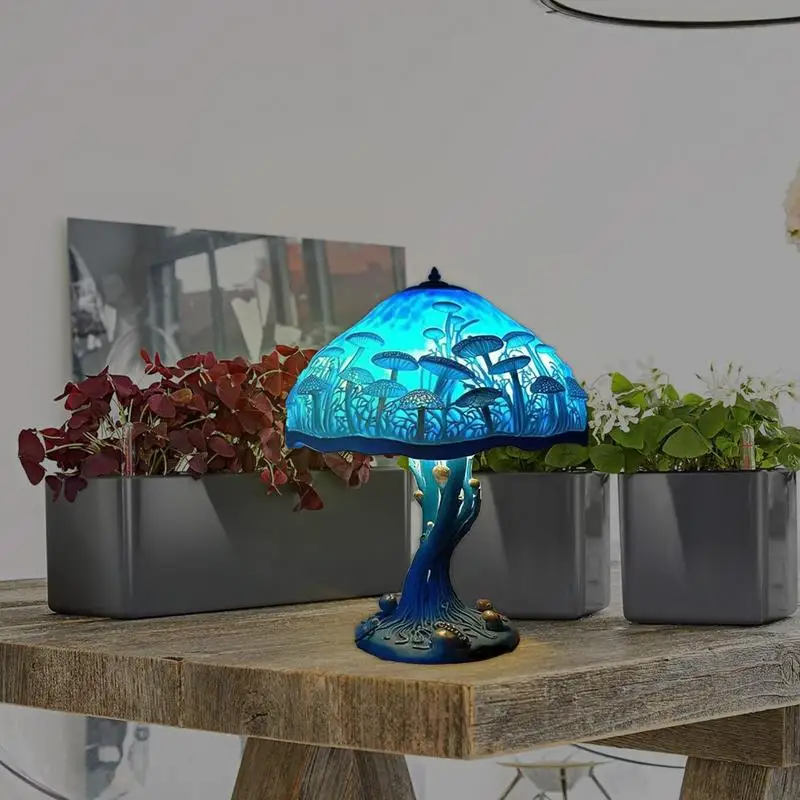 Colored Mushroom Lamp Decor Fantasy Colorful Plants Desk Light Resin Plant Shape USB Charging Bulb Lamp Dark Decor For Kitchen